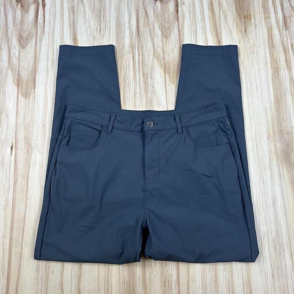 Fabletics Chino Pants Mens FITS 34x27 Blue Stretch Microfiber Taper Business